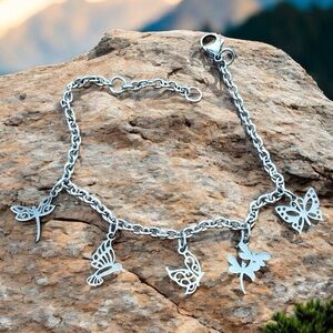 🆕 Dragonfly Hummingbird and Butterfly Anklet Stainless Steel